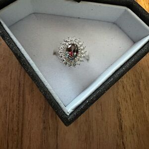 Sterling silver Italy 925 with moissanite and Alexandrite Stone, size 8